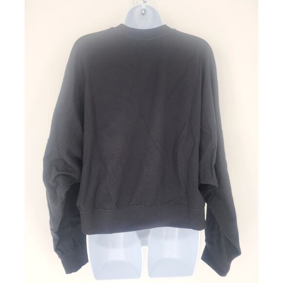 Adidas Trefoil Neon Gingham Logo Cropped Sweatshirt Black Women’s Size L - Picture 9 of 9